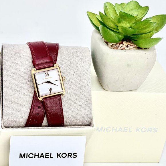 COPY - NWT MICHAEL KORS Lake Red Leather Watch MK2761 main image 7